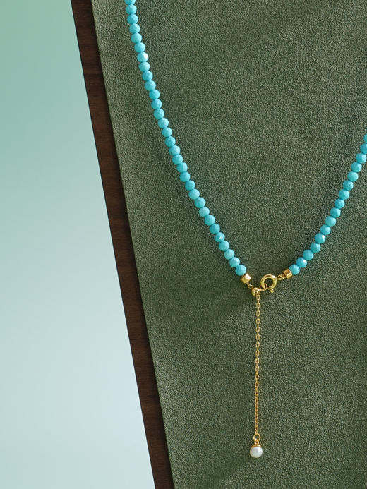 子佩集【福华如海】银S925珍珠惜王妃项链【ZZXL002】3mm蓝珠9mm大珠绿松石2601 商品图7