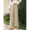 鹿向南「软雾行踪」卡其色直筒休闲裤女春季宽松显瘦阔腿高腰长裤 商品缩略图0