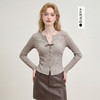 西遇蝴蝶结针织长袖T恤女2026年春季新款韩系v领修身内搭短款上衣E0060058 商品缩略图0