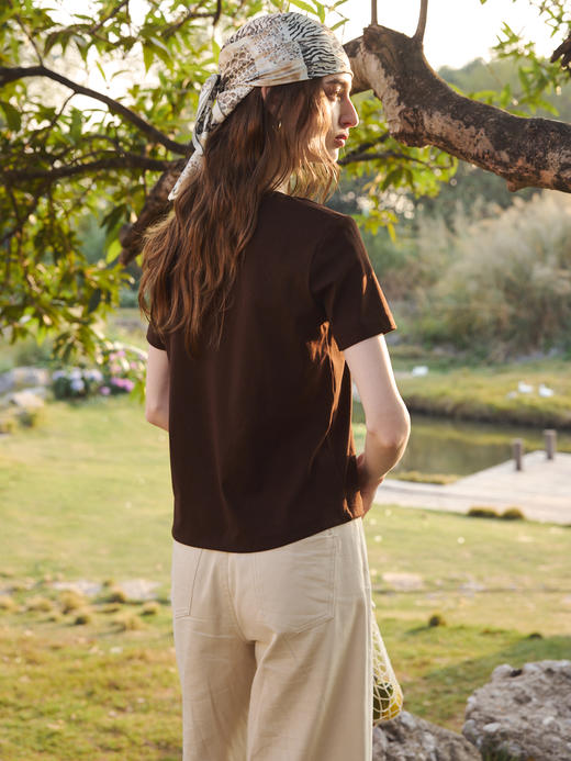 OLrain欧芮儿2026咖色T恤夏季合体休闲上衣 商品图3