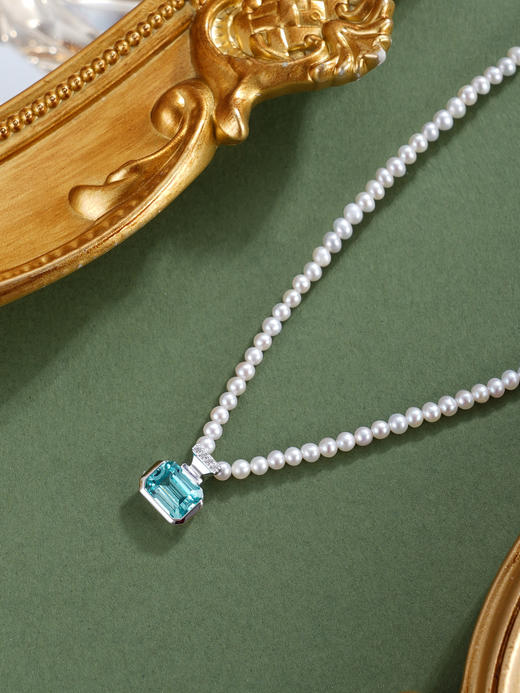 子佩集【蔚蓝序章】银S925珍珠惜王妃项链【ZZXL012】2.8mm珠蓝方块2601 商品图3
