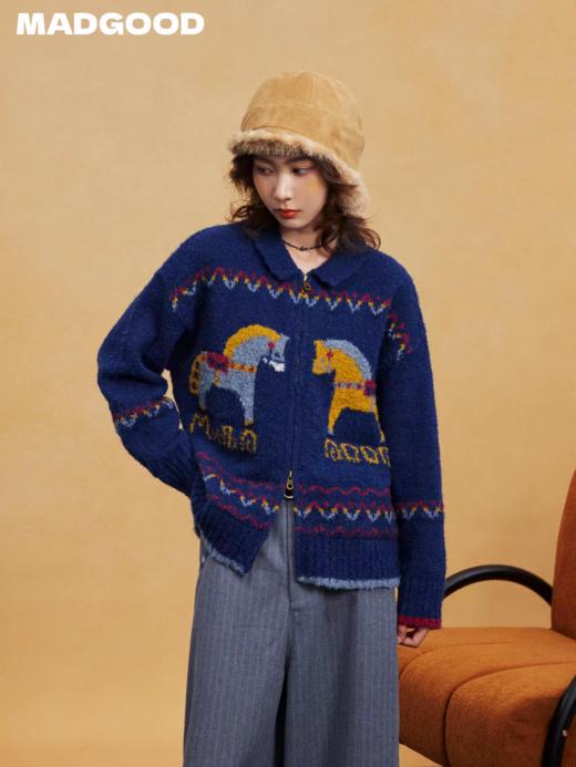 马得工地/MDGDMY111119/圈圈纱青果领马年毛衣开衫 商品图0