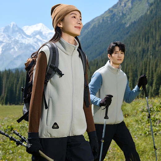 自由基地新款超细摇粒绒衫保暖马甲内穿户外轻量百搭男女拉链背心 NMJ-2030 商品图1