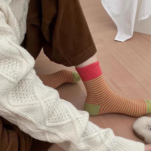 <曾小咸推荐> 撞色袜口拼接条纹袜 日常79/5双 活动价49.99/5双！！【预售款，预计3-15天发货】 商品图4