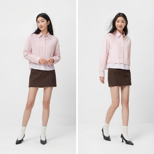 商场同款|森马长袖衬衫女春oversize假两件条纹2026新款温柔上衣 商品图4