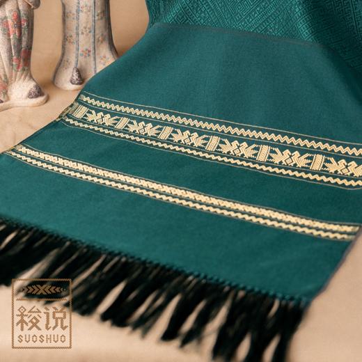 秋冬上新【梭说】盎然.叠青 纯手工限量设计围巾 侗族传统织锦工艺丝光棉 围巾披肩文创礼物 原创设计 商品图2