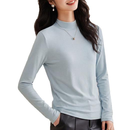 「自」全新升级【铂金会员137/天猫179/差价42】(04922)洛诗琳新款含绵羊毛打底衫2026春季纯色半高领长袖T恤上衣 商品图4