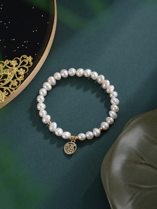子佩集【福喜相伴】珍珠惜王妃手链【ZZSL019】5.5*7mm珠镀金福喜多规格2601 商品图7