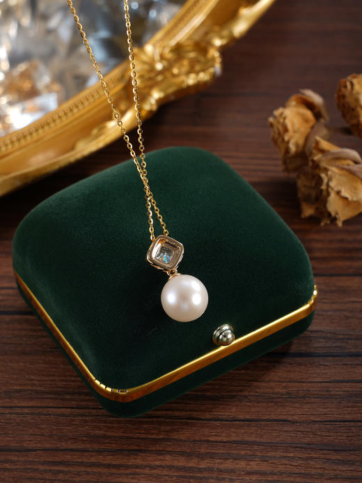 子佩集【莹澈蜜语】银S925珍珠惜王妃套链【P1902】11.5mm珠镀金方块2601 商品图3