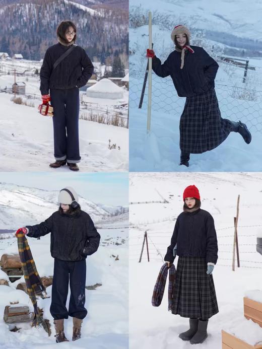 浮生八记/25D294/“雪国飞行日记”飞行员毛毛翻领灯芯绒羽绒服 商品图4