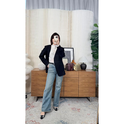 雕刻岁月 复古浅蓝绿色 微喇叭牛仔长裤edition同源面料 显瘦显腿长 商品图4