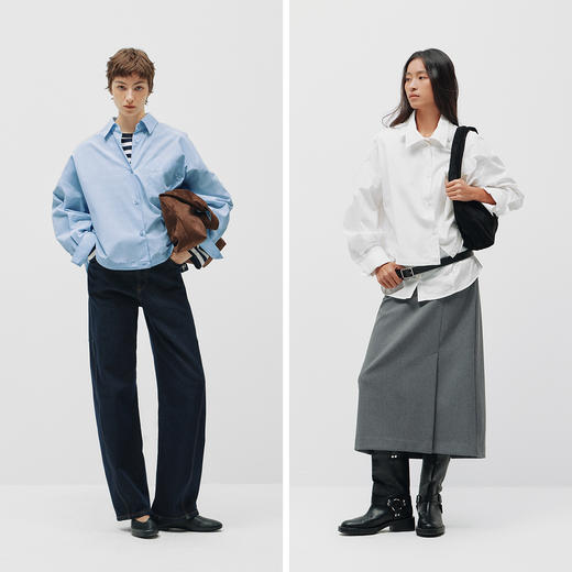 商场同款|森马长袖衬衫女春季磨毛纯棉oversize抽绳2026新款衬衣 商品图4