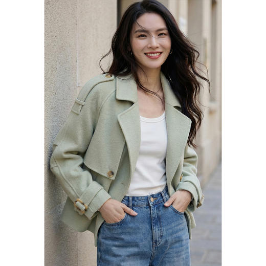 小个子短款羊毛呢外套 米思阳2026春季高端羊毛双面呢厚实保暖 通勤设计感大衣女1381 商品图1