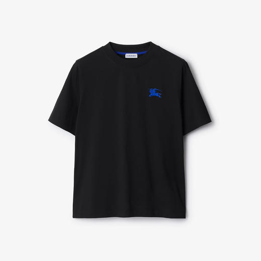 BURBERRY 巴宝莉 女士马术骑士徽标刺绣棉质圆领短袖T恤 黑色 8084973 A1189 商品图0