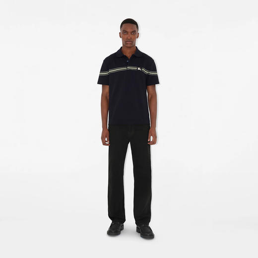 BURBERRY 巴宝莉 男士马术骑士徽标刺绣条纹棉质短袖 Polo 衫 深蓝色 8105139 C1765 商品图2