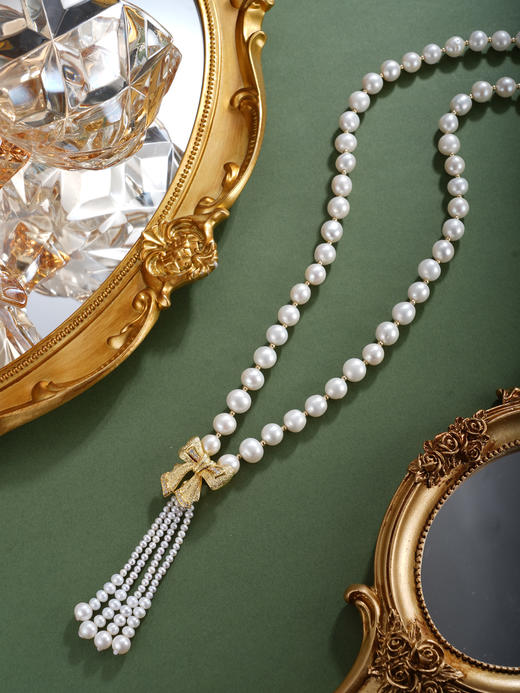 子佩集【结缘珍爱】珍珠惜王妃毛衣链【ZZMYL009】8.5mm珠镀金蝴蝶结2601 商品图3