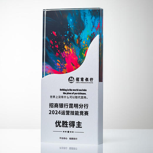 奖杯定制做授权牌经销年会优秀员工刻字金属铝板高端水晶立体奖牌 商品图11