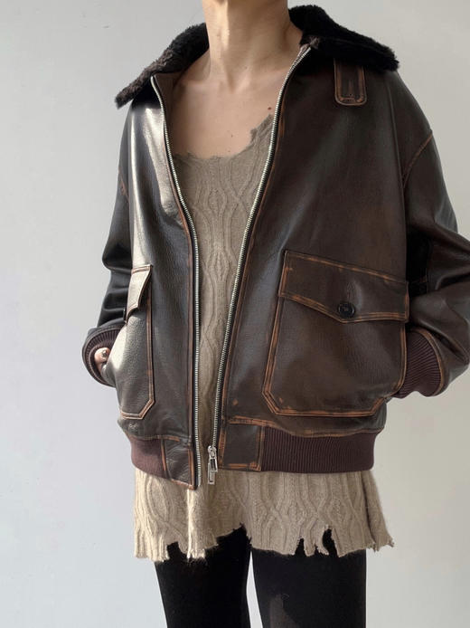 THEHOYAN｜P23160 Distressed Lambskin Jacket 做旧山羊皮夹克 商品图5