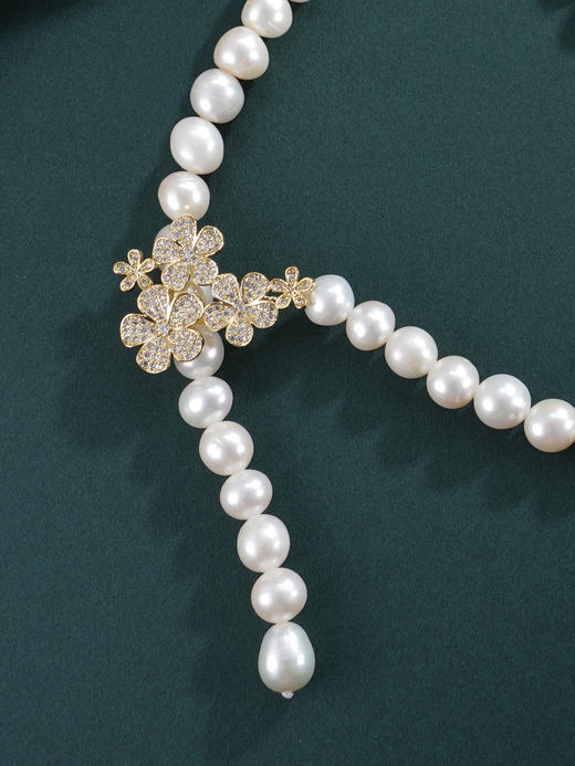子佩集【繁花之约】珍珠惜王妃毛衣链【ZZMYL005】9mm珠镀金花朵2601 商品图7