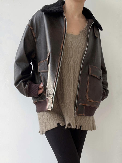 THEHOYAN｜P23160 Distressed Lambskin Jacket 做旧山羊皮夹克 商品图7