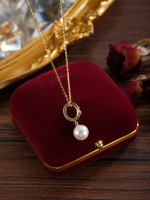 子佩集【羁绊之扣】银S925珍珠惜王妃吊坠【PM2109-XF】8.8mm珠镀金皮带扣吊球（不含链）2601 商品图3