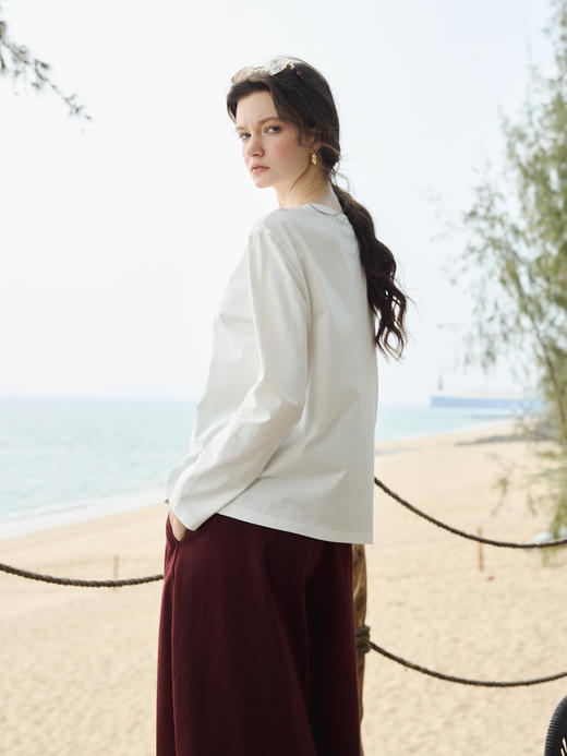 OLrain欧芮儿2026米白色T恤百搭宽松透气休闲上衣 商品图4