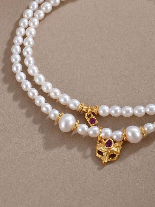 子佩集【灵狐面具】银S925珍珠惜王妃手链【QNS0022-3】3mm珠镀金绿松石蝴蝶2601 商品图5