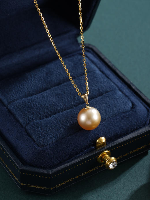 子佩集【璨若骄阳】G18K珍珠惜王妃吊坠【JQH003】10mm珠海水珠金色吊球镀金（不含链）2601 商品图3