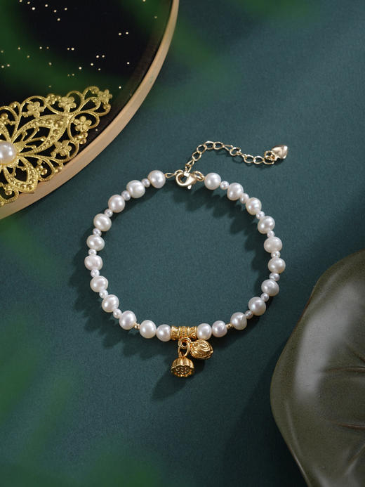 子佩集【两世同欢】珍珠惜王妃手链【ZZSL017】3-5.5mm珠镀金莲蓬2601 商品图7