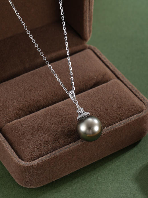 子佩集【黑夜之舞】G18K珍珠惜王妃吊坠【KP25105】10mm珠海水珠黑水滴（不含链）2601 商品图3