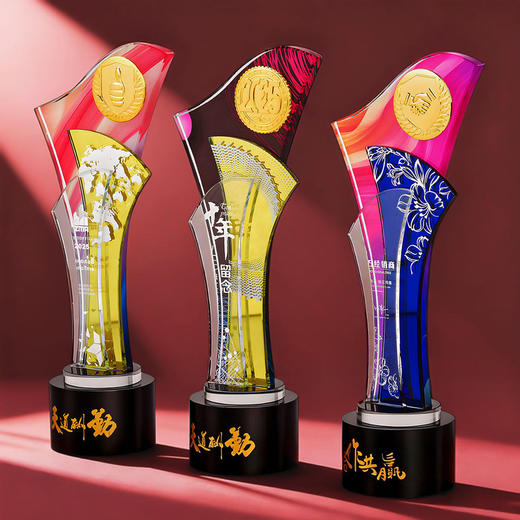 水晶奖杯金属勋章周年实木新款年会定制授权加盟优秀员工超大奖牌 商品图1