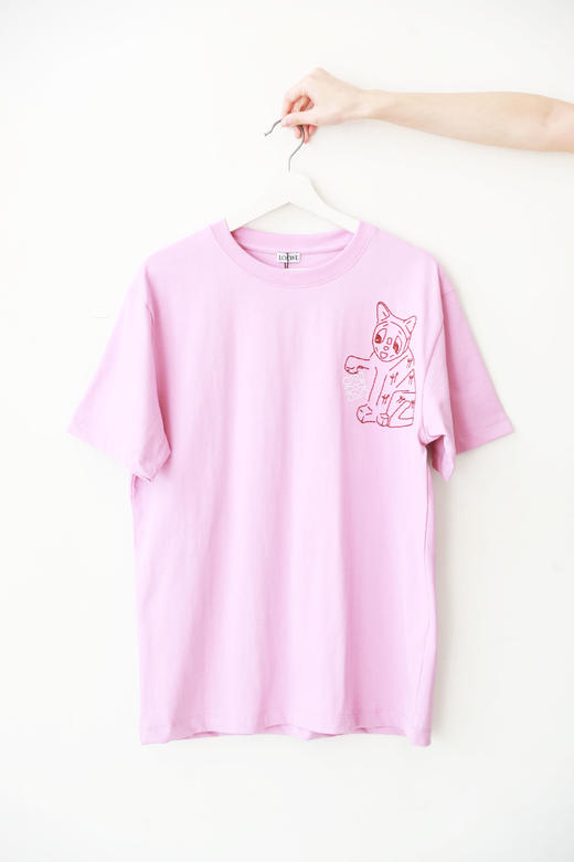 卡通刺绣tee，慵懒的氛围感。基础设计圆领宽松纯棉半袖儿E011558 商品图4