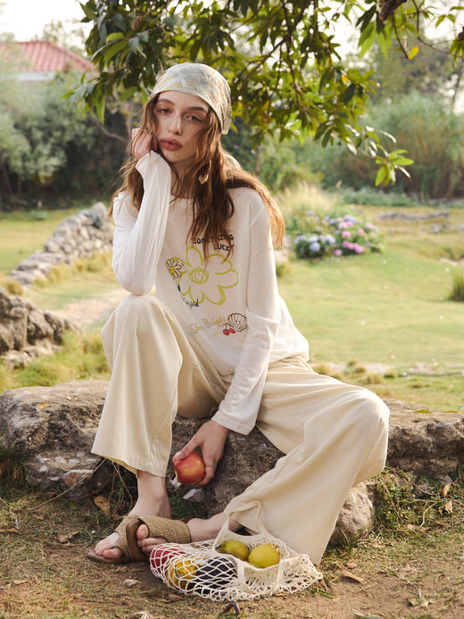 OLrain欧芮儿2026新款T恤白色长袖宽松透气休闲上衣 商品图4