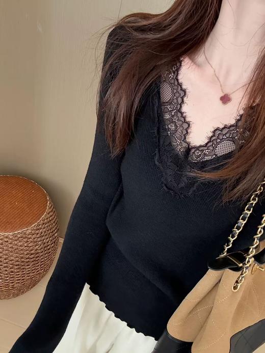 <曾小咸推荐> 蕾丝边拼接V领长袖 日常139/件 活动价89.99！【预售款，预计3-15天发货】 商品图11