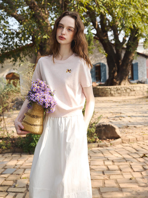 OLrain欧芮儿2026粉色针织短袖T恤舒适百搭休闲上衣 商品图2