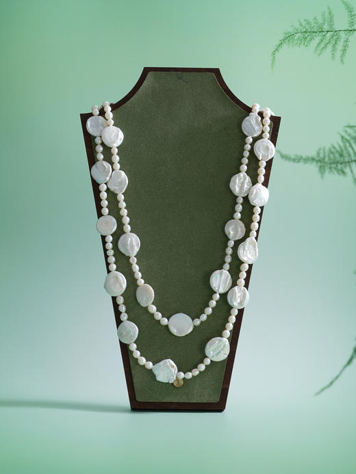 子佩集【挚恋经纬】珍珠惜王妃毛衣链【ZZMYL003】5.5mm小珠16.5mm扁珠镀金巴洛克2601 商品图2