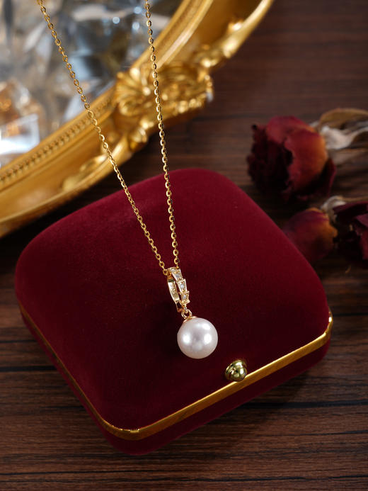 子佩集【灵蛇启运】银S925珍珠惜王妃吊坠【P2956】9.5mm珠镀金衔尾蛇环（不含链）2601 商品图2