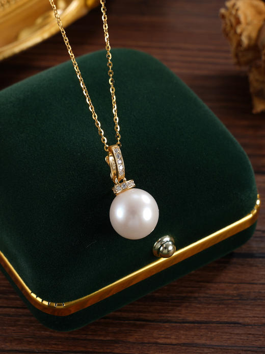 子佩集【珍爱永恒】银S925珍珠惜王妃吊坠【P3092】11.5mm珠镀金吊球扣环一字（不含链）2601 商品图3