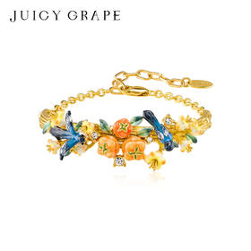 【焕新季】Juicy Grape首饰套装轻奢小众珐琅项链手链耳环戒指新年生日礼物 雀柿呈祥-喜柿连连手链半镯