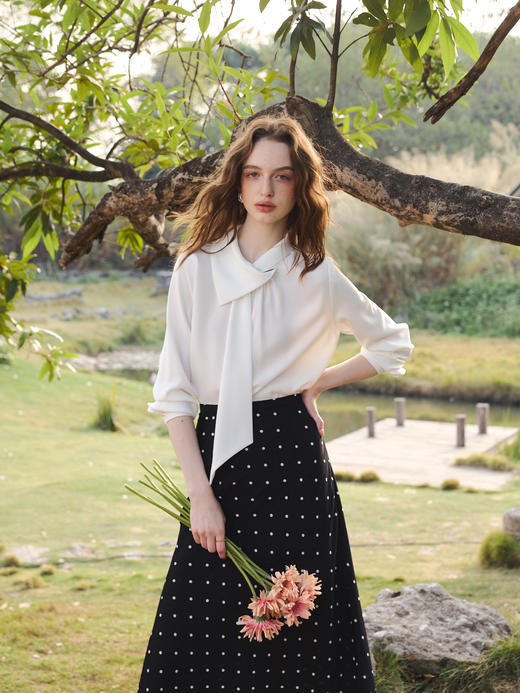 OLrain欧芮儿2026新款女优雅白色长袖衬衫 商品图2