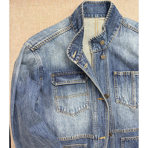 清醒独白Oversized蓝色牛仔外 经典巴恩风 小立领设计 复古洗水百搭 商品图7