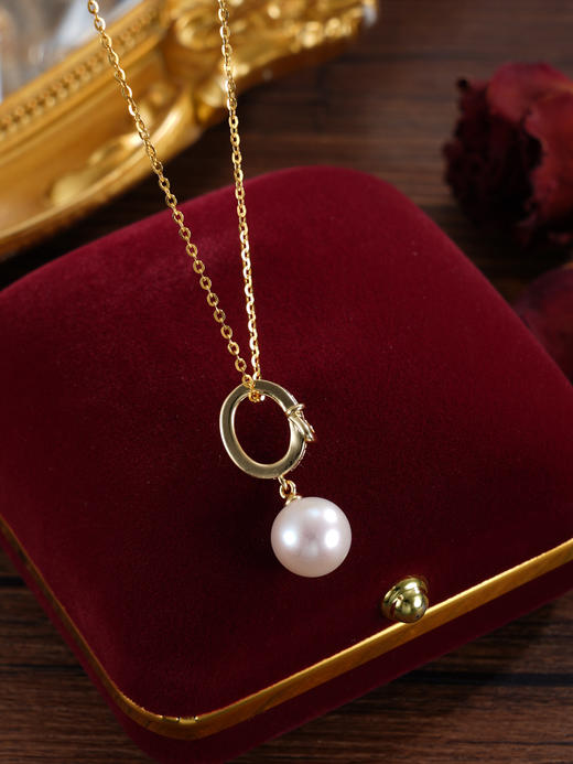 子佩集【羁绊之扣】银S925珍珠惜王妃吊坠【PM2109-XF】8.8mm珠镀金皮带扣吊球（不含链）2601 商品图4