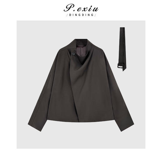 04-6潘依绣丁丁宠粉气质高级感系腰带高智风立领长袖外套Q03164 商品图0