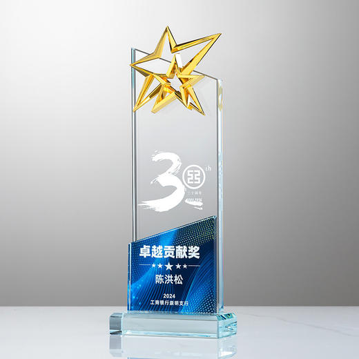 水晶奖杯创意金属五角星高档大气年会优秀员工颁奖纪念品 商品图1