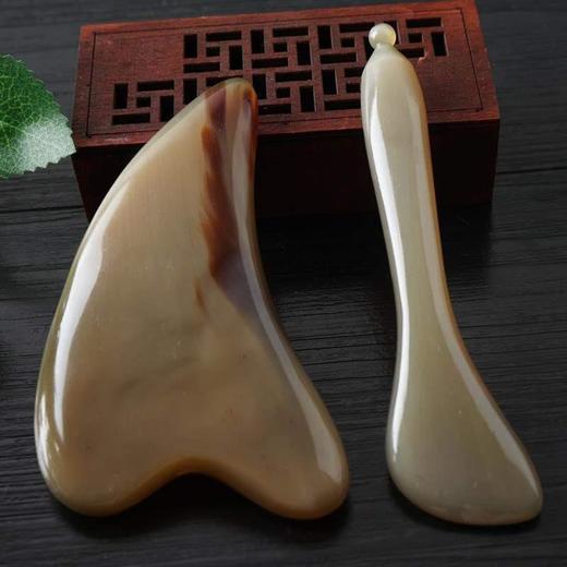 白牦牛角梳子五齿经络梳刮痧板面部美容眼部拔筋棒 商品图1