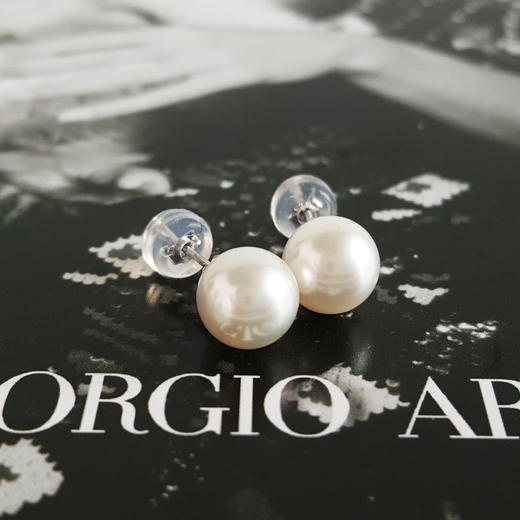 【天然正品】AU750白金镶天然近完美约7.4MM Akoya海水珍珠耳钉17.4*7.4*7.4MM（皆取最大值）311225NJM64特价：880 商品图6