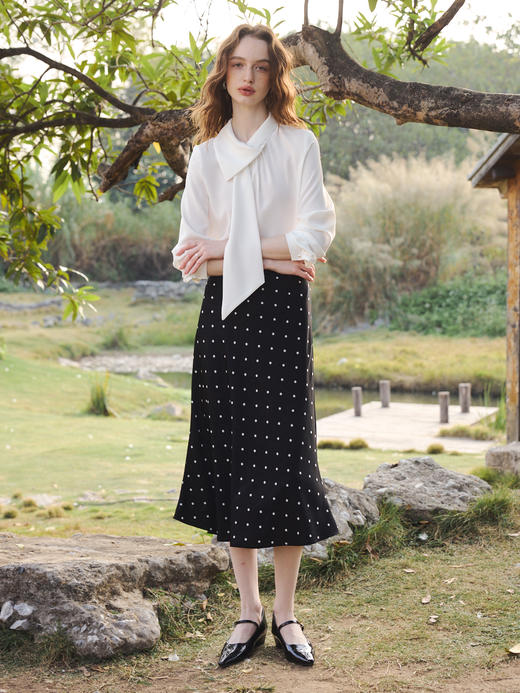 OLrain欧芮儿2026新款女优雅白色长袖衬衫 商品图0