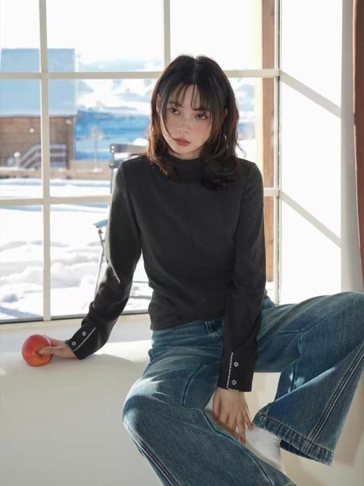 浮生八记/25D292/25D252/亨利领半高领格纹袖口长袖打底衫 商品图2