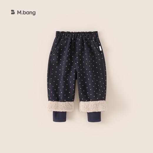 韩系儿童毛毛假两件加绒加厚圆点休闲裤 童装洋气时髦长裤 商品图3