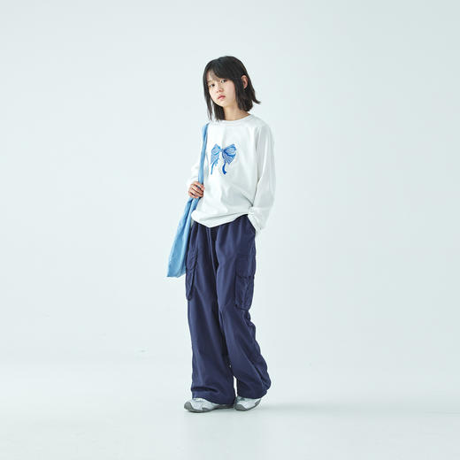 棵初2026年春季新款亲子中大女童防泼水休闲机能裤轻盈宽松直筒裤 商品图3